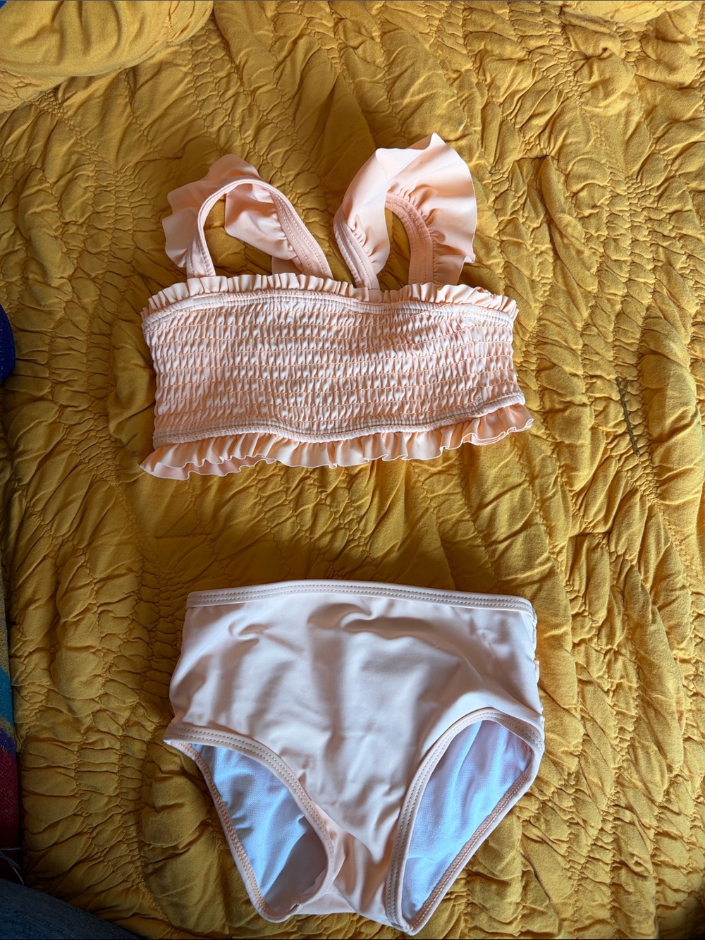 Ruffle Butts Peach Ruffled Bikini Set